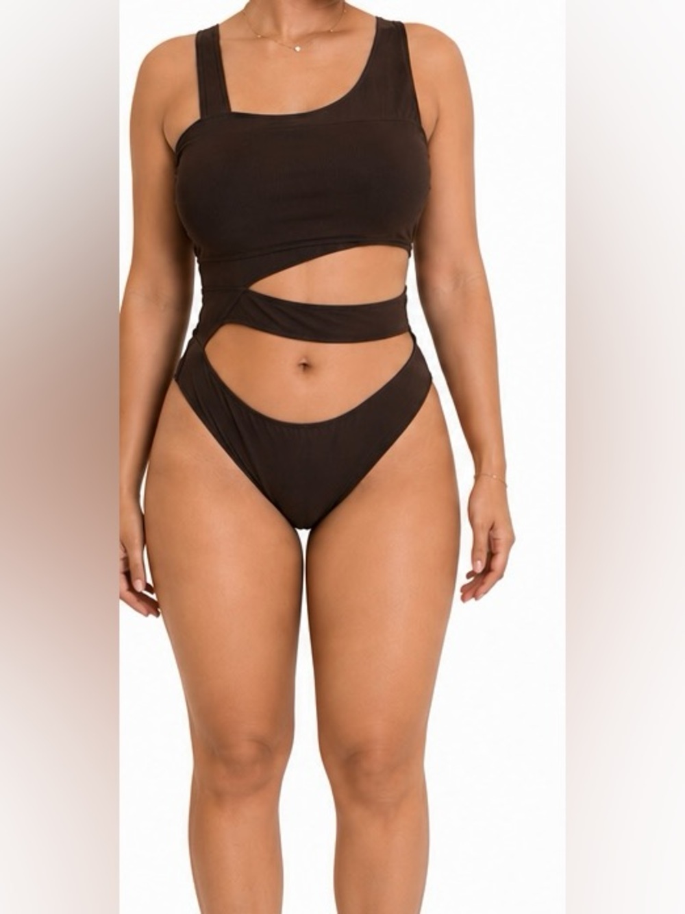 Chocolate Brown Cutout One-Piece Swimsuit - Women's Swim (both in L & XL)